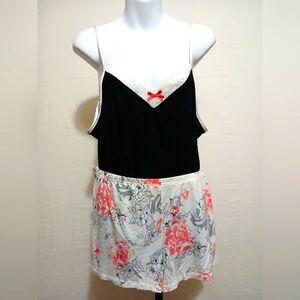 Apt. 9 Black and White Chemise with Floral Accents